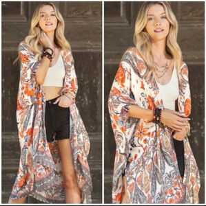 New Boho Floral Jacquard Kimono